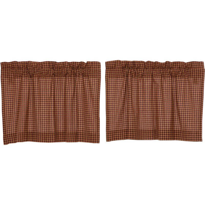 Medomak Cotton Plaid Tailored Cafe Curtain, 24" H x 36" W