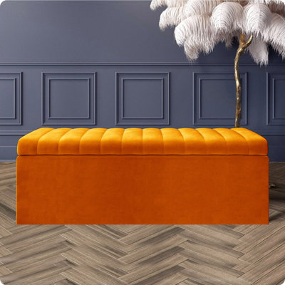Safar Wide Velvet Rectangle Solid Color Standard Ottoman Box with Storage