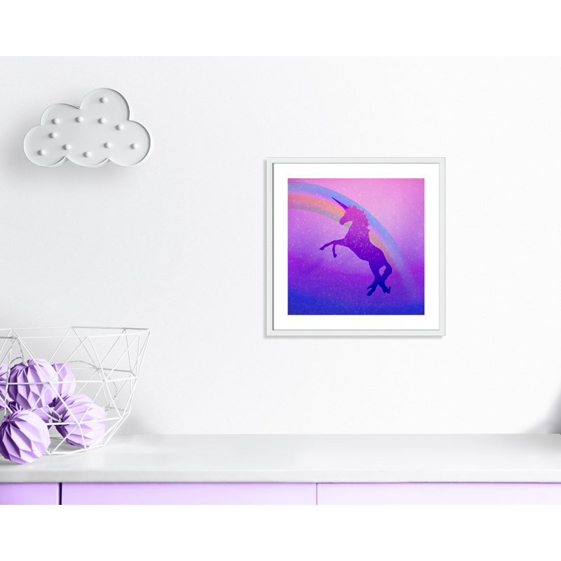 « licorne 2 », art encadré, H 23,5 po x l 23,5 po x P 1,19 po, Encadré de boîte blanc