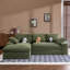 Canapé compressé avec 3 coussins de dossier et 2 coussins décoratifs, tissu en velours côtelé doux pour le confort et le style-885502459