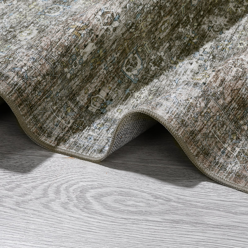 Tapis lavables Boho, tapis oriental doux pour l'entrée, la chambre à coucher et la cuisine, Rectangle 6 pi x 9 pi