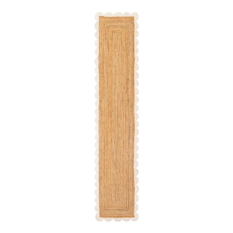 Solid Scallop Braided Jute Rug, Runner 3'3" x 16'1"