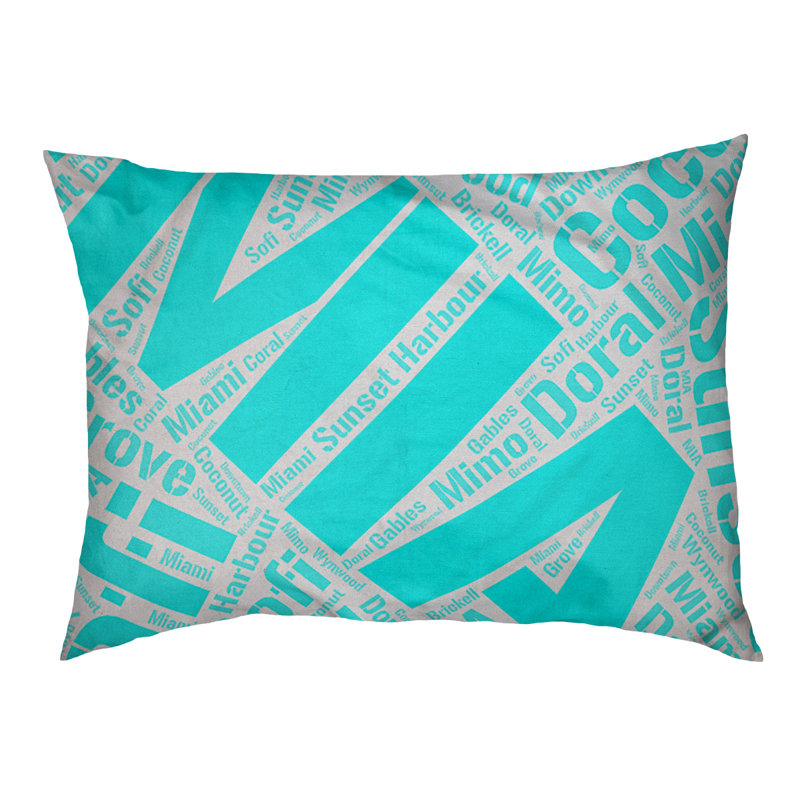 Coussin de chien « districts », Très grand (H 17 po x l 50 po x P 40 po), Cyan, Miami