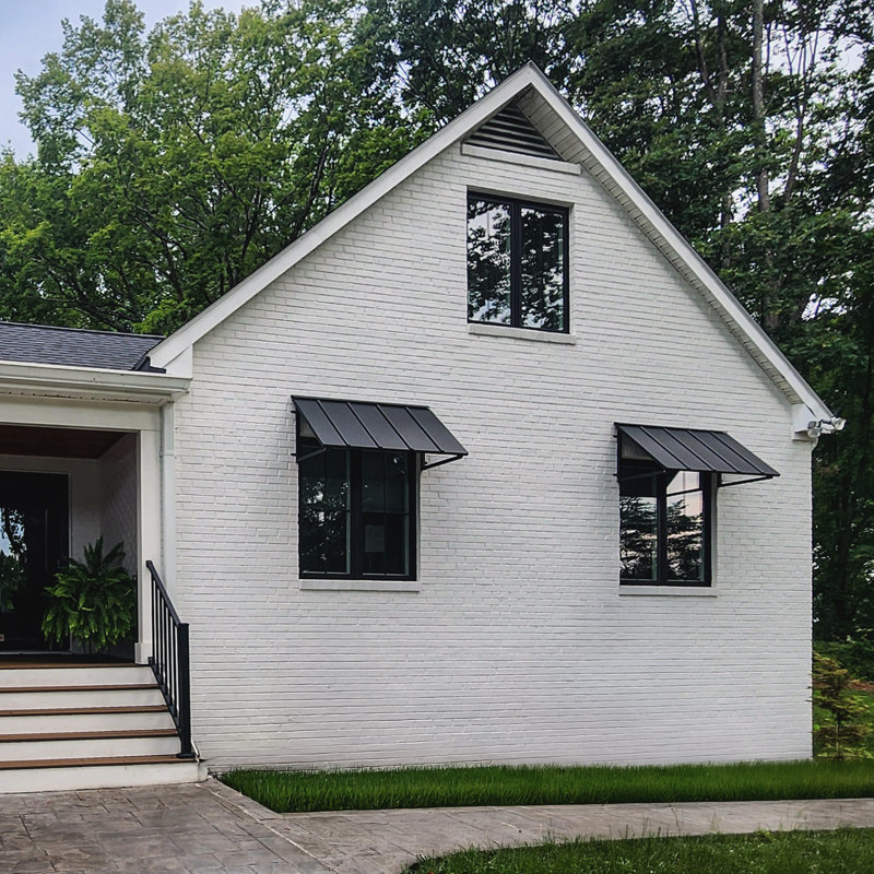 Awntech Houstonian Standing Seam Metal Fixed Awning with Open Sides, Black, 24" H x 56" W x 24" D, Galvanized Steel