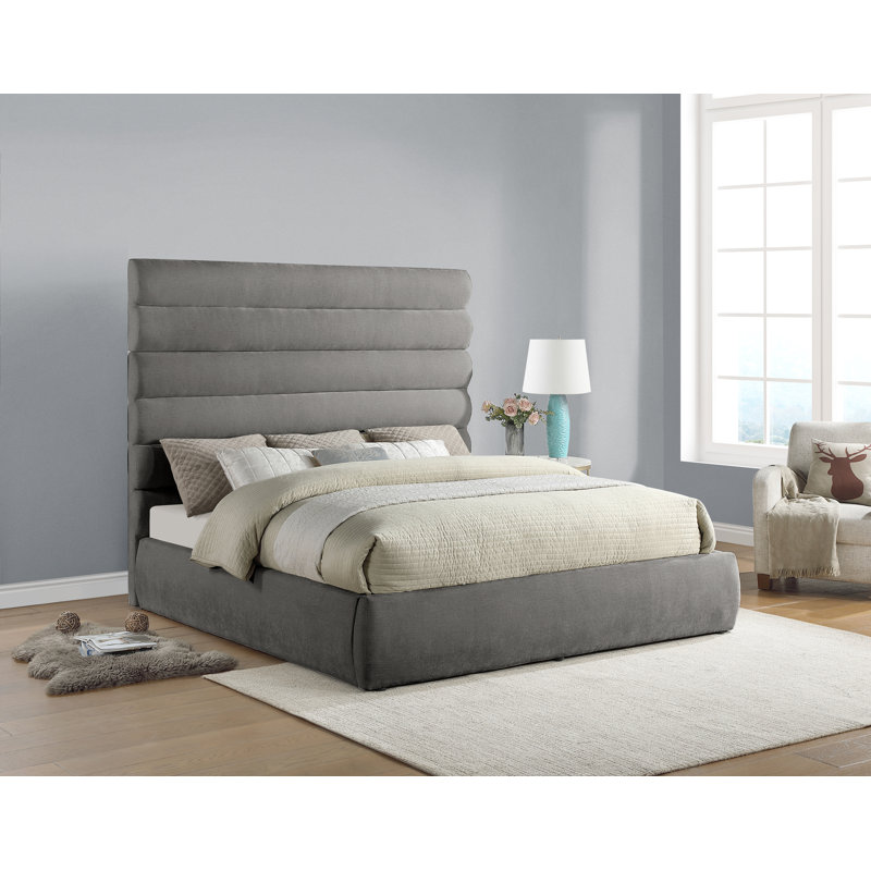 Lit en tissu Adam Chenille, Très grand, Tissu chenille gris