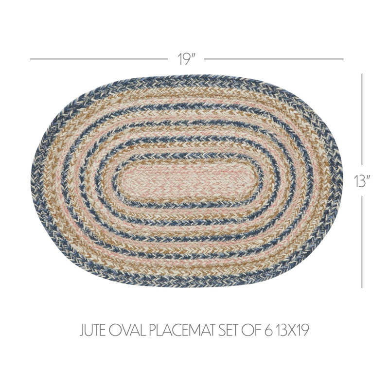 Ensemble de 6 napperons ovales en jute Crepeau 13 x 19