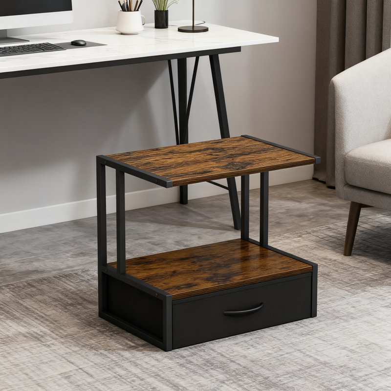 Support d'imprimante avec rangement, organisateur de bureau à 3 niveaux avec tiroir en tissu pour imprimante 3D à jet d'encre laser, fax, copieur, bureau personnel