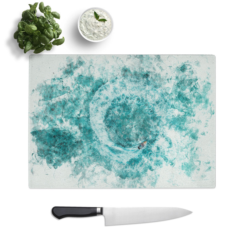 Tempered Glass Jet Ski Circle Chopping Board, 28.5 cm x 39 cm