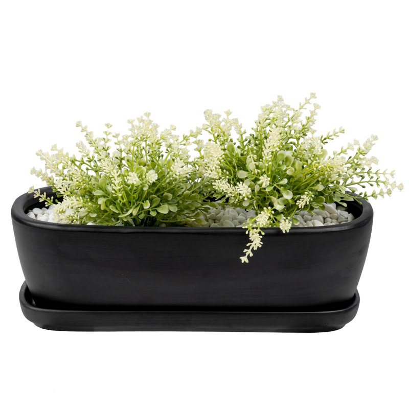 Black Ceramic Flower Pot Planter