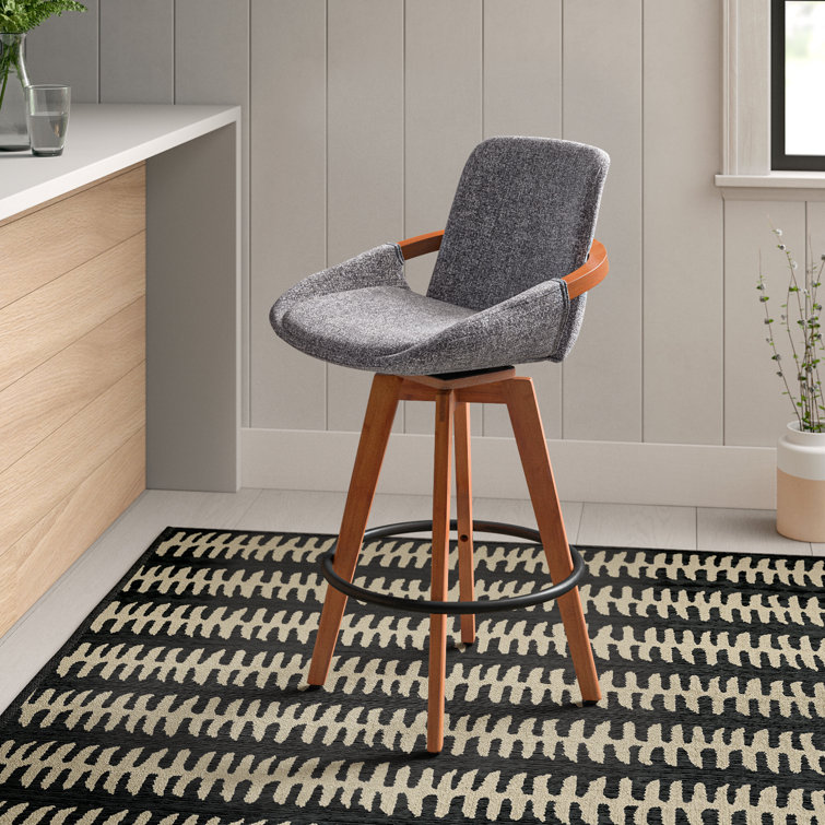 Whitacre Swivel Upholstered Counter Stool with Solid Wood Frame