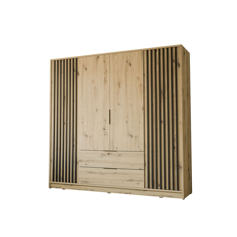 Theroux 4 Door Wardrobe, Oak Artisan/Lamela Black