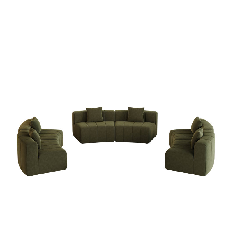 Canapé modulaire à compression Daijha Bonless, Chenille verte