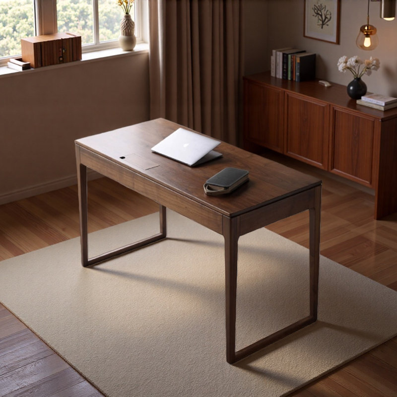 Bureau simple et exquis en noyer à double tiroir, H 29,52 po x l 47,24 po x P 23,62 po