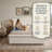 Wingback Tufted Upholstered Sleigh Bed with 2 Storage Drawers, King, Cream Velvet-1519239187-1519239189