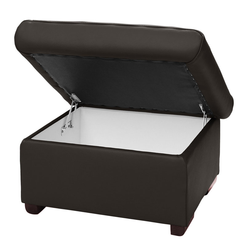 UNI Footstool 70cm Wide Genuine Leather Rectangle Solid Colour Standard Ottoman with Storage, Dark Brown