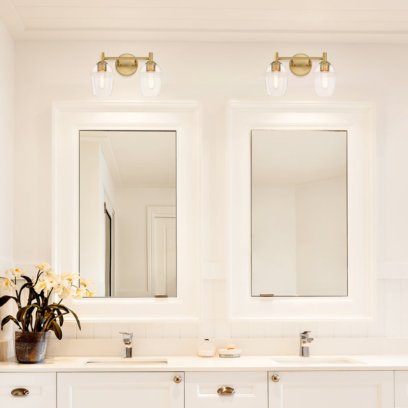 Éclairage pour meuble-lavabo à intensité variable Lecy, Noir mat, 2 lumières, 16 po de largeur