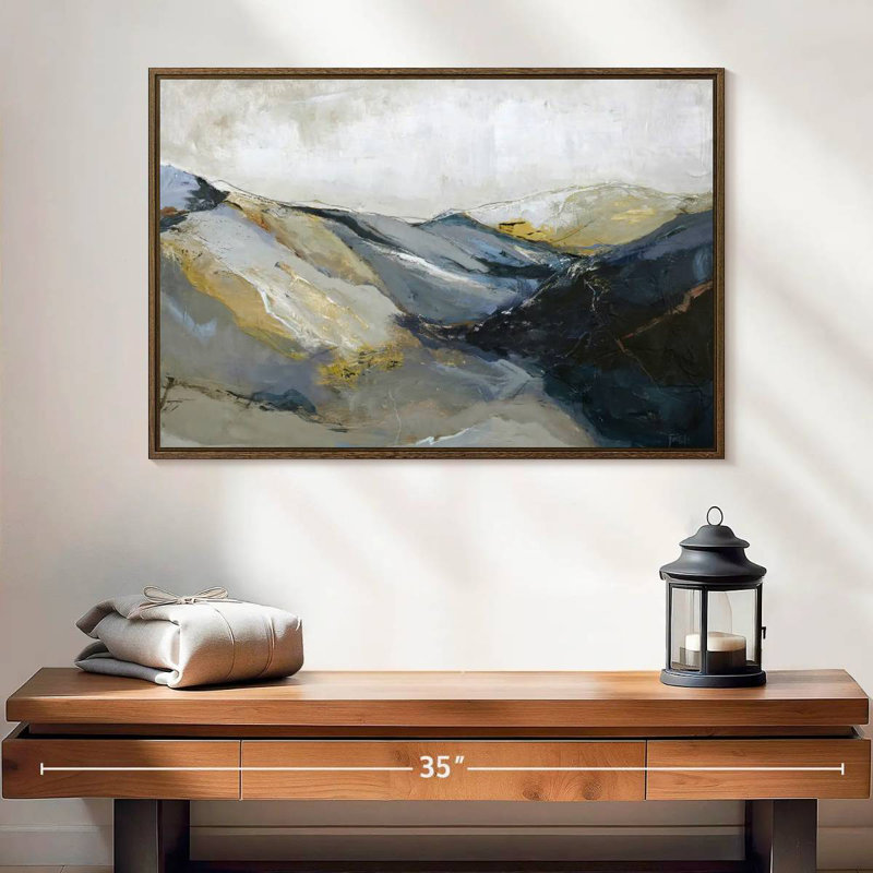 Out Line II, 25 po x 17 po, Cadre flottant en noyer