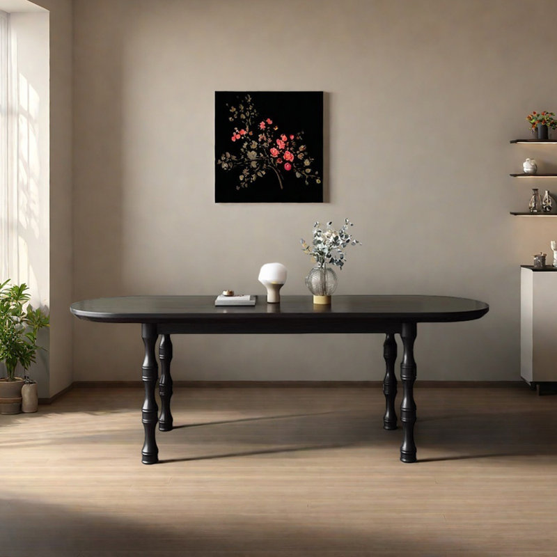 Table ovale classique en bois de frêne noir classique, H 29,92 po x L 86,61 po x l 31,49 po