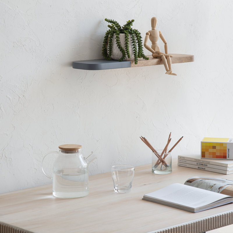 Ronella solid wood wall shelves, H 1 po x l 24 po x P 6 po, Naturel / bourgogne