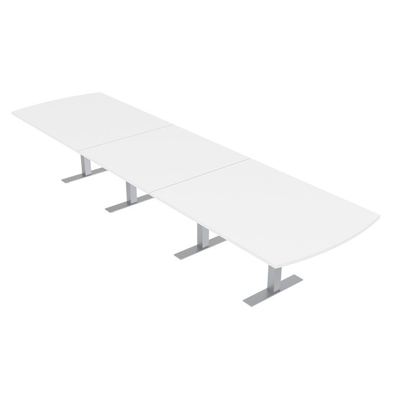 Table de conférence Pavert Arc, H 30 po x l 168 po x P 48 po, Blanc classique, Argent argent