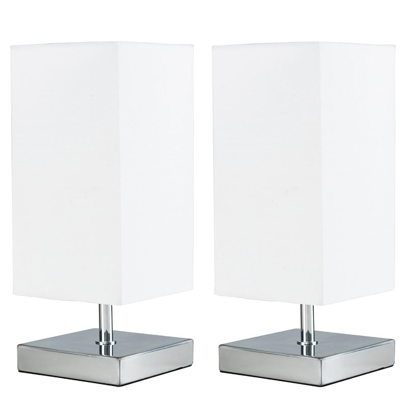 Hodei Metal Table Lamp, Chrome, No Bulb, White