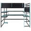 Lit mezzanine en bois avec bureau, support de rangement latéral, tablettes multiples et lumière RVB-733790031-733790066