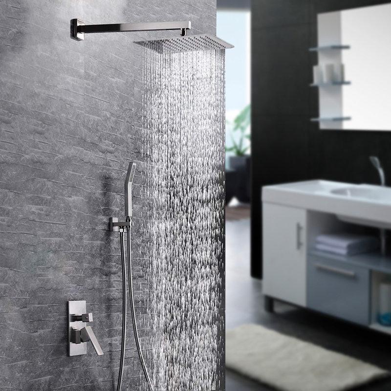 Complete Shower System with Rough in-Valve, Brushed Nickel