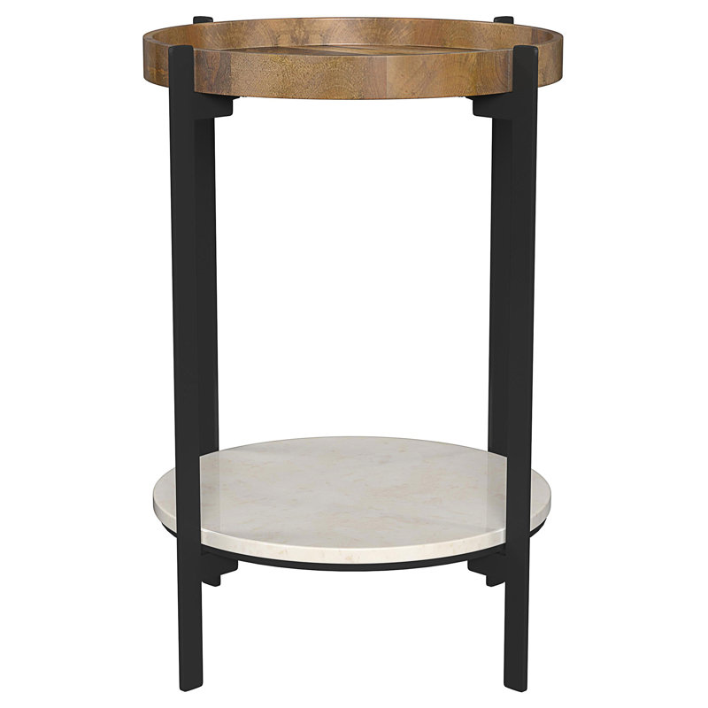 Table de bout ronde noire et naturelle Cowper (table incluse seulement)