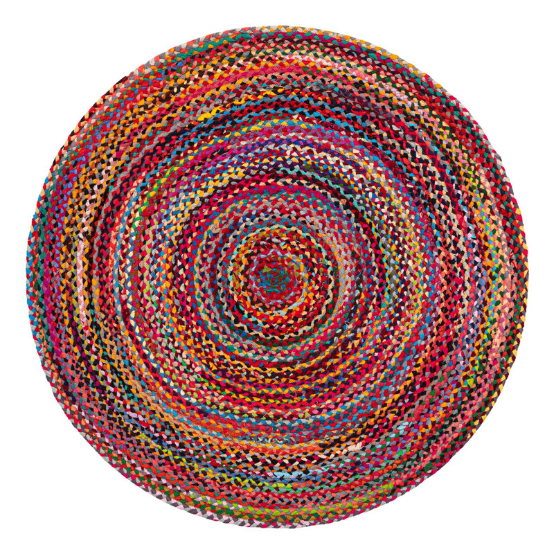 Marcantel Performance Cotton Abstract Indoor Rug, Round 5'1"
