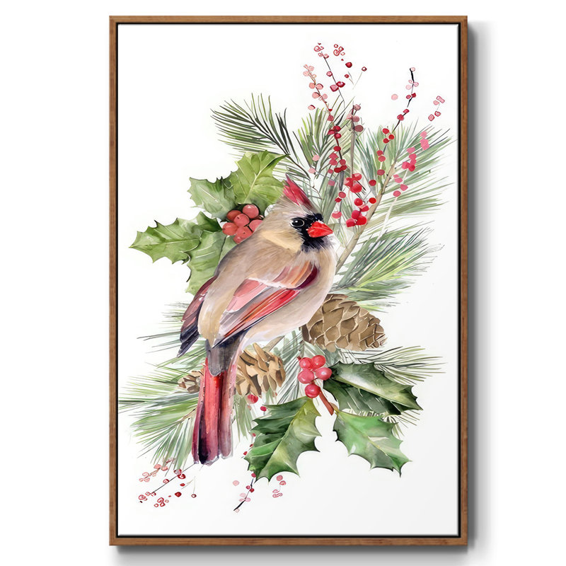 Cardinal Holly Christmas Collection B, H 41 po x l 27 po x P 1,5 po, Noyer