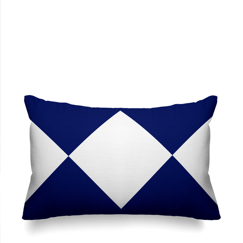 Coussin décoratif à motif géométrique intérieur / extérieur Alexis Diamond, Bleu marine