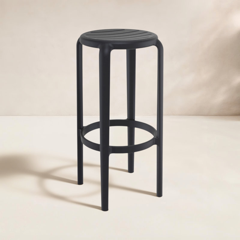 Tabouret de bar Awan, Noir, noir, noir, noir, Très grand (siège d'une hauteur de 29,75 po)