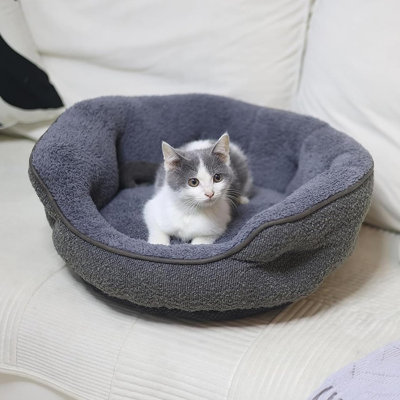 Lit pour chien pour chien de taille moyenne, lits pour chat pour chats d'intérieur, lit rond mignon pour chien, lit lavable pour chien avec fond antidérapant et résistant à l'eau, lit super doux pour animal de compagnie, lit pour chaton luxueux et dur