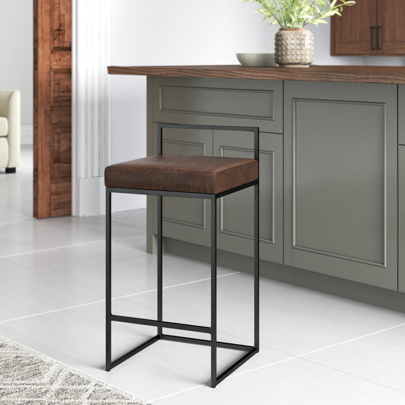 Rumiya 26" Counter Stool, Black, Cocoa Brown