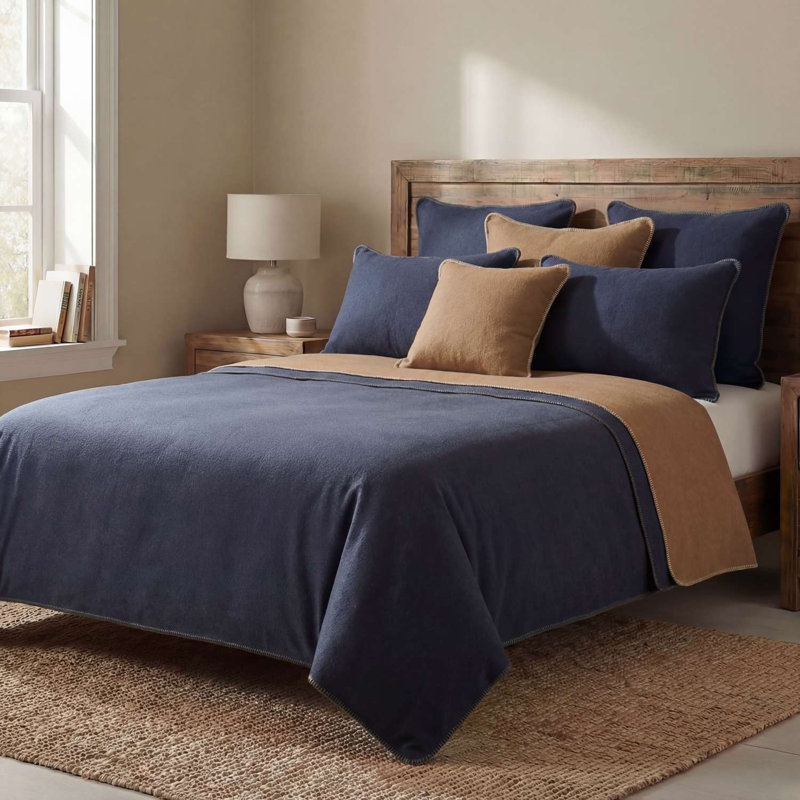 Couvre-lit Wooded River - 88 x 92, Couvre-lit double, Crème, crème