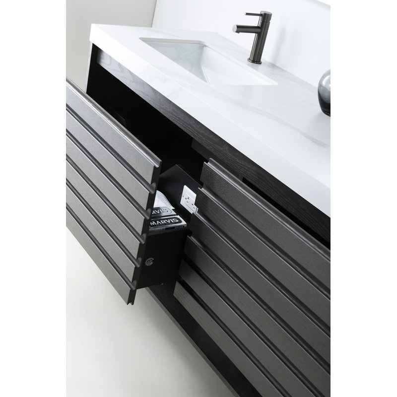 Matera 72" W Double Vanity, White, Charcoal