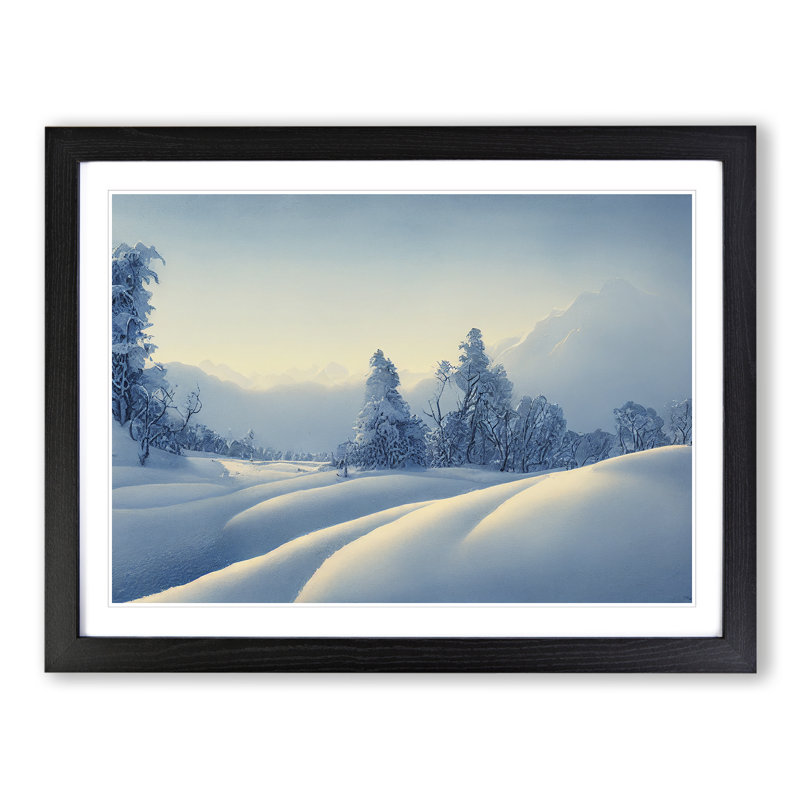 XH1022-10191X Winter Forest Landscape Vol.7 - Single Picture Frame Print, Black, 46cm H x 64cm W x 2cm D