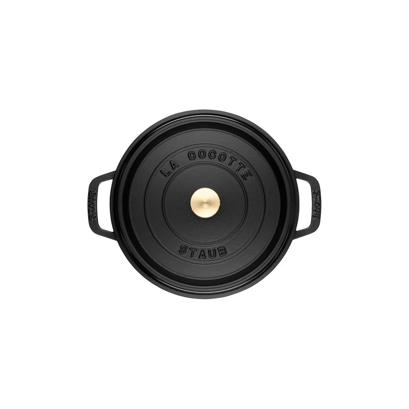 STAUB Round Cast Iron Cocotte, Black, 26cm