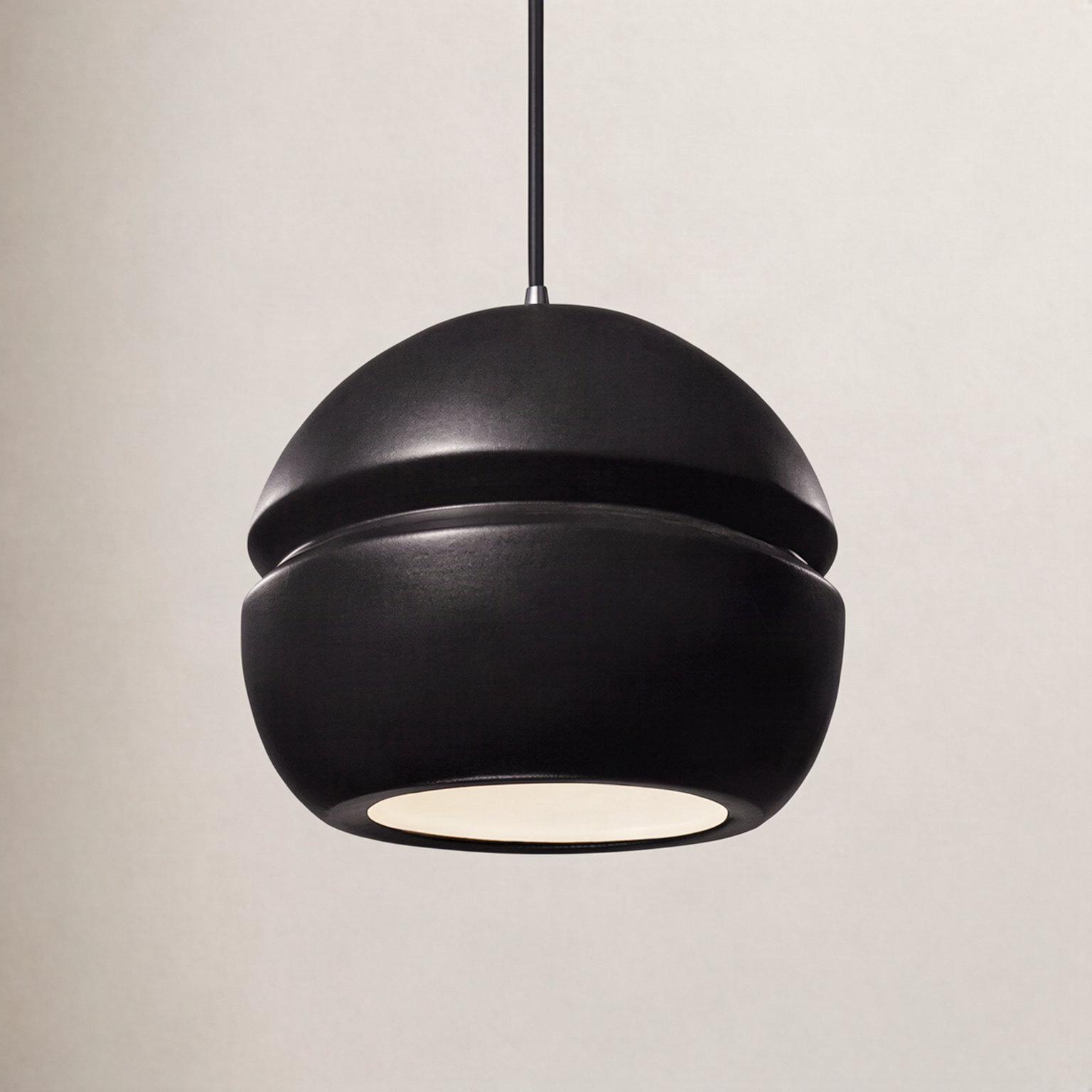Logan Dimmable Globe Single Light Pendant, Carbon Matte Black, Polished Chrome