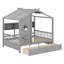 Lit maison avec 2 tiroirs, tablette de rangement-1399221412