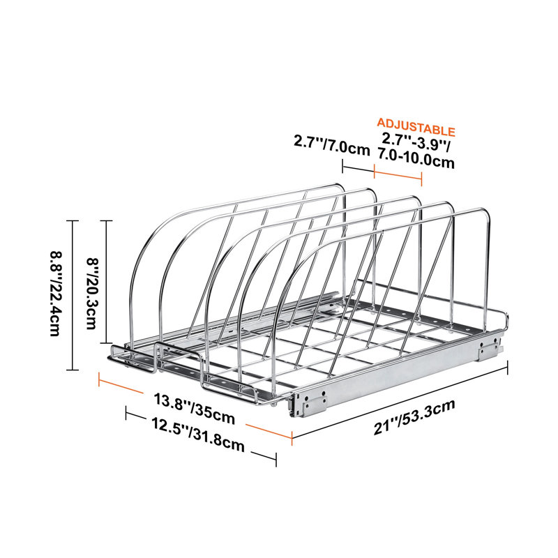Organisateur extensible sous l'armoire avec séparateurs réglables - Support en acier robuste pour casseroles