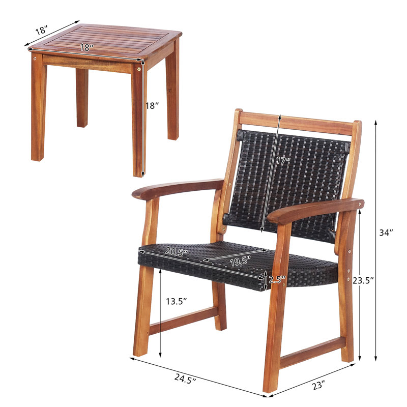 Taouk Polyethylene (PE) Wicker 2 - Person Seating Group without Cushions