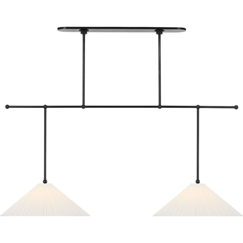 Soren 54" Extended Drop Linear Chandelier with Silk Pleated Shades, Bronze