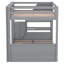 Lit superposé convertible en bois pleine grandeur avec escalier de rangement, table de chevet et 3 tiroirs pour enfants et adolescents, gris