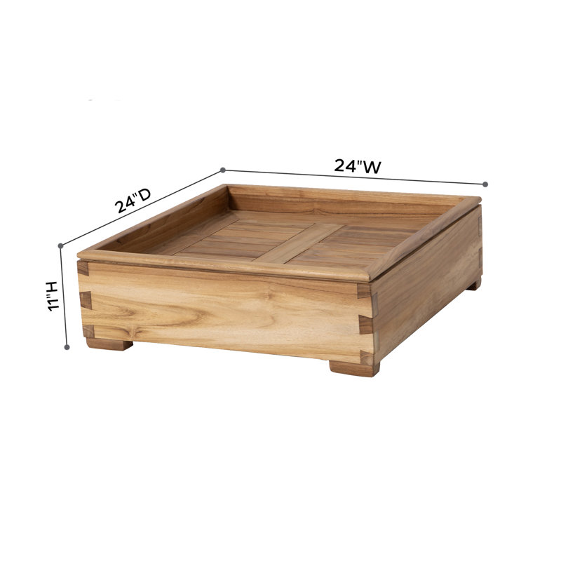 Arrihanna Outdoor Teak Ottoman, Taupe
