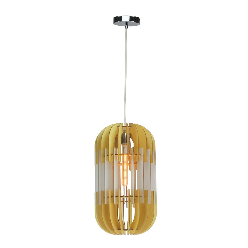 1 Light Wood Lantern Pendant