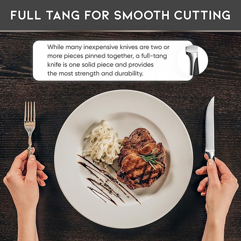 KOGBEL Premium Steak Knife Set Of 8, Kitchen Knife Set With Steel Blades Precisely Cut, Lightweight Steak Knife Set Stainless Steel And Durable, Serrated Steak Knife Dishwasher Safe