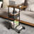 C Shaped Sofa Side Table: Couch End Table With Drawer - Bedside Table With Wheels - 19.7''L X 11.8''W X 28''H - C Mobile Tables With Storage Basket For Living Room Bedroom