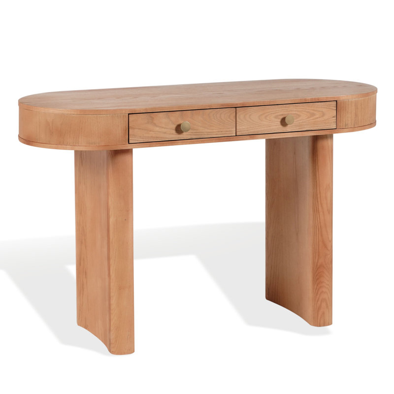 Bureau ovale en bois 2 tiroirs Gialana