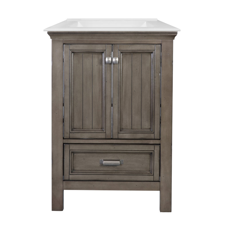 Brantley 25'' Single Bathroom Vanity with Ceramic Top, Distressed Gray